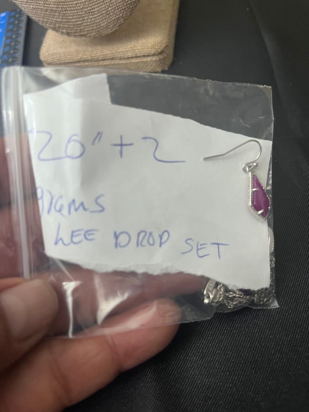 Kendra Scott Purple Stone Necklace 20” and Earrings Matching Set
